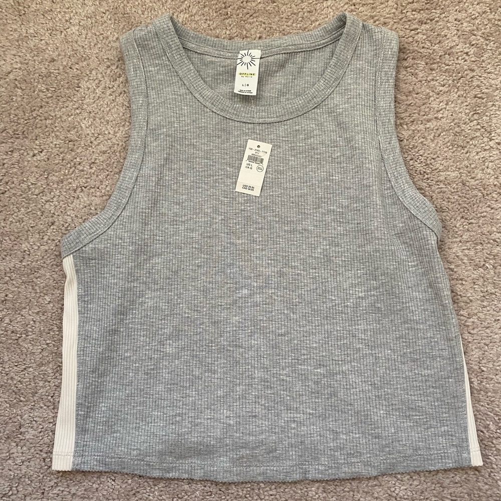Aerie Gray Sleeveless Ribbed Top